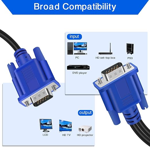 PASOW VGA Splitter Cable 1 Male to 2 Male Dual Monitor Y Adapter 1080P Full HD - Image 3