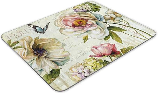 Gaming Mouse Pad，Vintage Watercolor Flowers Rectangle Mouse Pad Size - Image 2