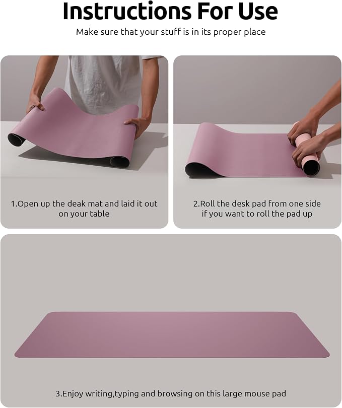 YSAGi Desk Pad, Desk Mat, Dual-Sided Desk Pad, 31.5" x 15.7" Laptop Leather - Image 9
