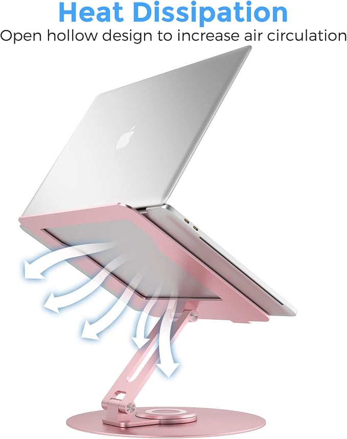 Swivel Laptop Stand for Desk, Adjustable Height Aluminum Computer Stand - Image 7