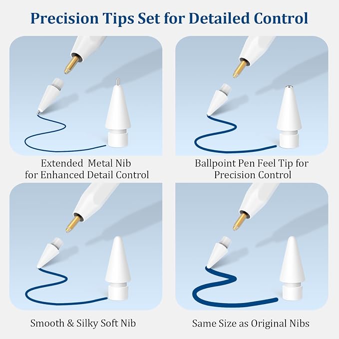 Upgraded Replacement Tips for Apple Pencil 2nd Generation/1st Gen/USB-C & Apple - Image 8