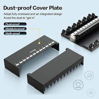 Patch Panel 12 Port Cat6a Keystone Patch Panel STP Shielded Network Patch Patch - Image 3
