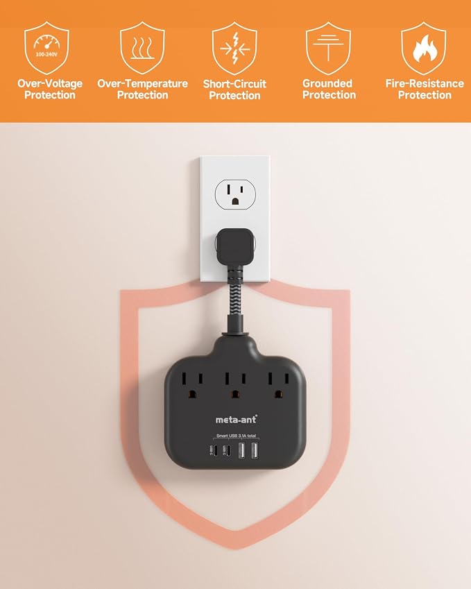 Short Extension Cord 2 inch, Short Cord Power Strip - Image 7