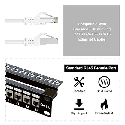 iwillink 10Gbps Patch Panel 24 Port, RJ45 Through Coupler Cat6 Patch Panel - Image 3