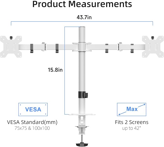 Suptek Dual Monitor Desk Mount, Adjustable Dual Monitor Arm - Image 2