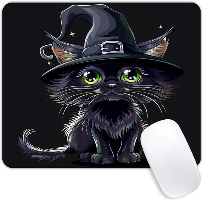Square Mouse Pad Black Cat by Goodsprout