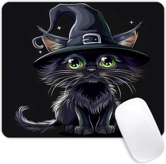 Square Mouse Pad Black Cat by Goodsprout