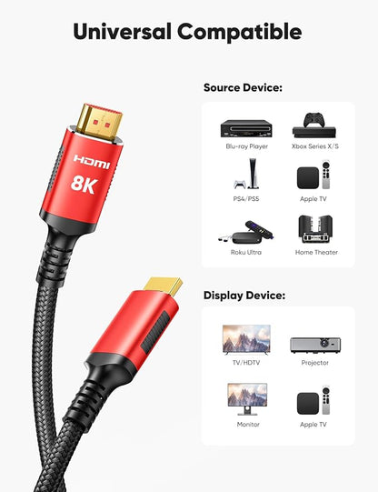 Snowkids 8K HDMI Cable 3.3FT/1M 2-Pack, Ultra High Speed 48Gbps HDMI Braided - Image 9