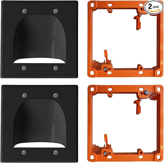 BestMounts - 2 Pack In Wall Cable Management Kit - Recessed Wall Plate Cable by BestMounts