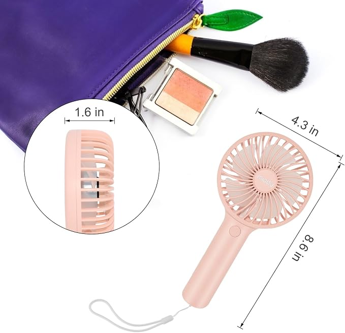 Miady 2-Pack Upgraded 5000mAh Portable Handheld Fan 3 Speed Mini USB Strong - Image 4