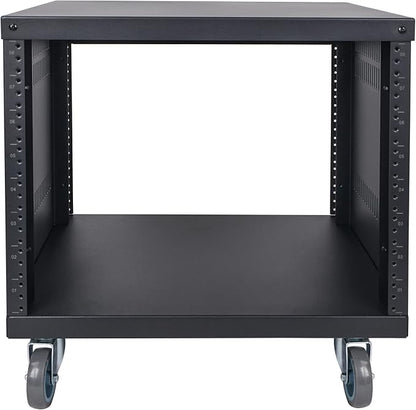 Sound Town 8U Universal Steel Rack, w/Mesh Doors, Locking Casters, Vented Side - Image 5