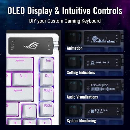 ASUS ROG Azoth 75 Wireless DIY Custom Gaming Keyboard, OLED display, - Image 3