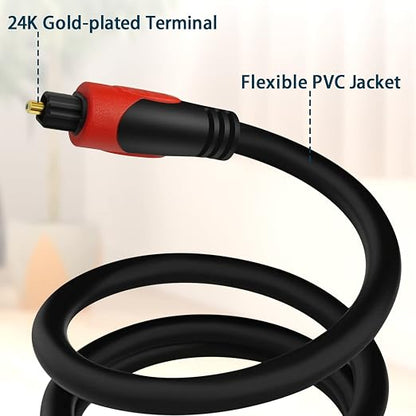 Optical Audio Cable 10 FT, Digital Audio Fiber Optic Cable Toslink, Flexible - Image 2