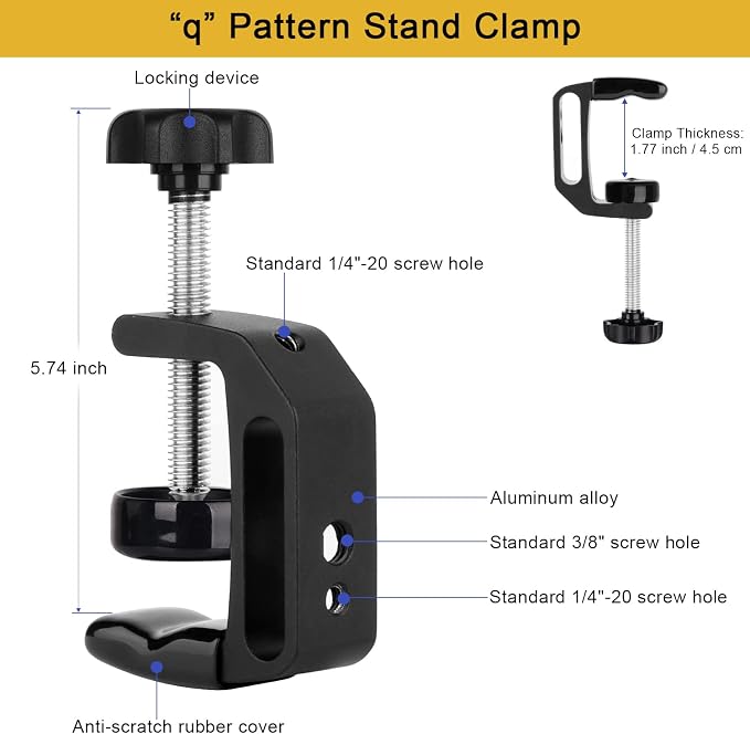 iPhone Mount for Desk/Table/Rod/Kitchen Cabinet, 360°Adjustable Aluminum Alloy - Image 6