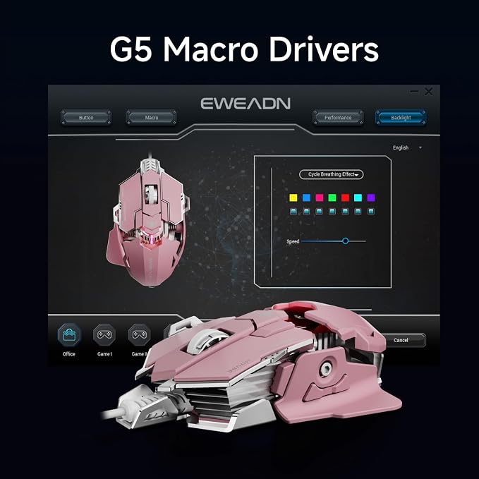 EWEADN G5 Wired Gaming Mouse, Ergonomic RGB Computer Mouse, 12800 Adjustable DPI - Image 3