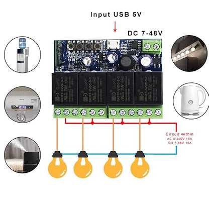Ewelink WiFi Wireless Smart Relay Module USB 5v 4 Channel Inching Self-Lock - Image 6