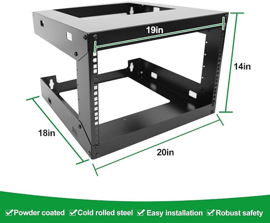 6U Wall Mount Open Frame 19 Inch Server Equipment Rack Wall Mountable Heavy - Image 2