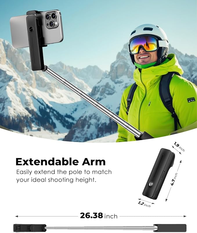 Viozon Portable Selfie Stick, Lightweight Extendable Stainless Steel Tube - Image 3
