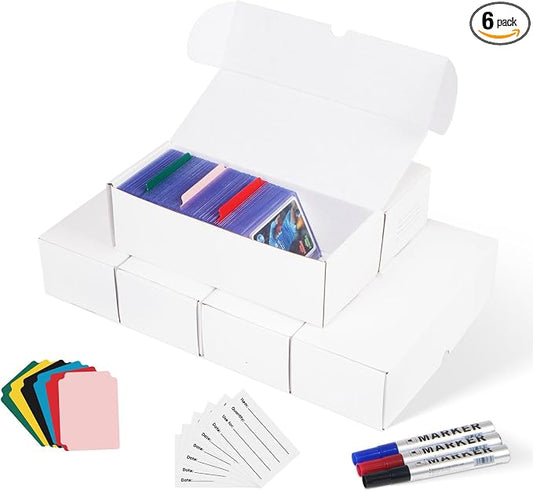 Toploader Storage Box, 6 Packs 900 Count Corrugated Cardboard Storage Box by Glimstone