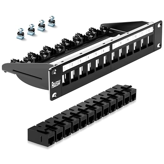 Patch Panel 12 Port with 12 Pcs Cat6 Keystone Jack【EC Listed】 UTP 10G Support by PBAEGAV