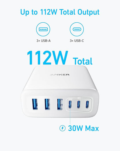 Anker Desktop Charger, Fast Charging USB C Charger, 112W Max 6-Port Charging - Image 4