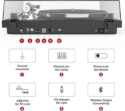 Turntables Belt-Drive Record Player - Image 3
