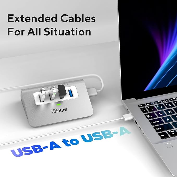 USB 3.0 Hub, Aluminum 4 Port USB Data Hub 3.0 Multi USB Port Expander Dongle - Image 5