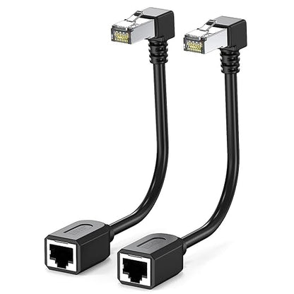2Pack Cat6 Extension Cable 90 Degree 10cm-4inch, CAT 6 Ethernet Extender Right by JUXINICE