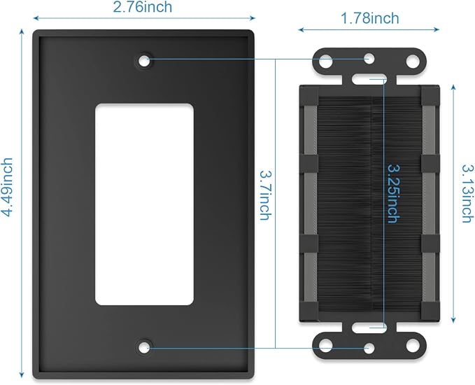 Iwillink Brush Wall Plate, Cable Pass Through Insert - Image 2