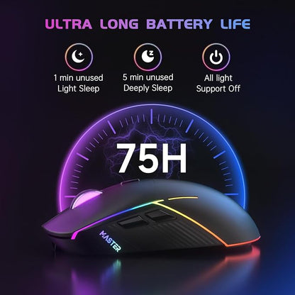FFJ Wireless Gaming Mouse, 24000 DPI, Tri-Mode 2.4G/USB-C/Bluetooth 5.3 Gaming - Image 5