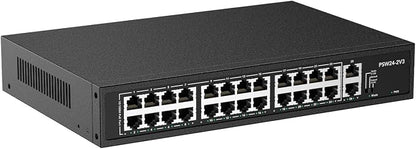 24 Port PoE Switch, 10/100Mbps PoE+ Ethernet Switch Unmanaged by RealHD