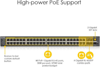 Zyxel 48 Port PoE Switch | Smart Managed | Gigabit Network Ethernet Switch | - Image 2