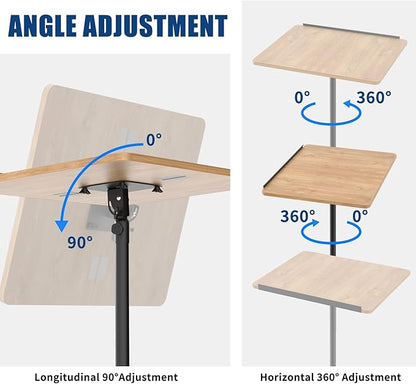 Lectern Podium Stand with Storage Platform, Height Adjustable Mobile Steady - Image 3