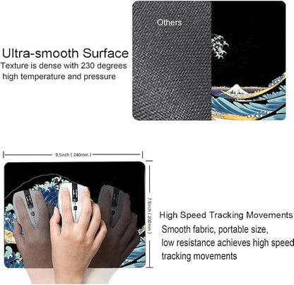 Japanese Sea Wave Mouse Pad, Square Mouse Mat Waterproof Non-Slip Rubber Base - Image 5