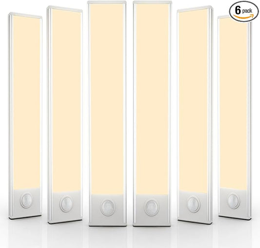 6 Pack Under Cabinet Lighting Wireless, 58 LED Rechargeable Battery Motion by BuyNow