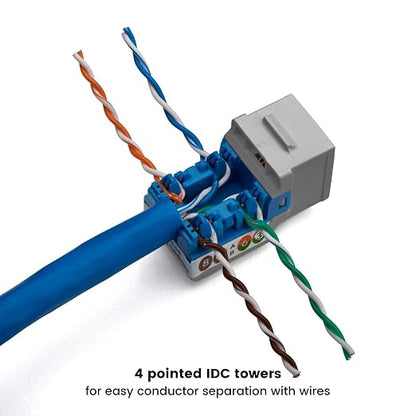 trueCABLE Cat6 Keystone Jack, Unshielded, 90 Degree Punch-Down, PoE++ 100W - Image 4