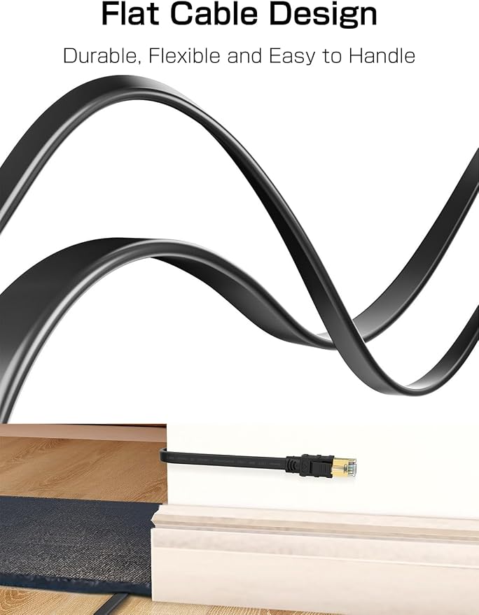 Senetem Cat 8 Ethernet Cable 3FT 2 Pack, High Speed 40Gbps 2000Mhz Flat - Image 5