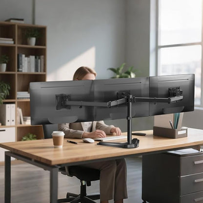 WALI Free Standing Triple Monitor Mount, Heavy Duty Triple Monitors Stand - Image 7