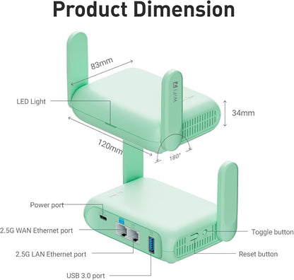 GL.iNet GL-MT3600BE Portable Travel Router, Pocket Wi-Fi 7 Wireless 2.5G Router - Image 3