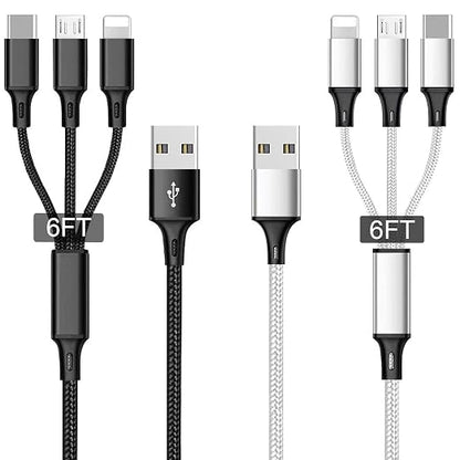 Multi USB Charging Cable 3A, 3 in 1 Fast Charger Cord Connector by Souina