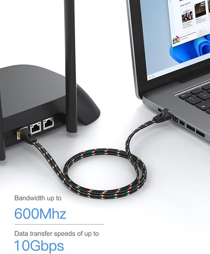 SNANSHI Short Ethernet Cable, Cat 7 Flat Ethernet Cable 3 ft Nylon Braided - Image 4