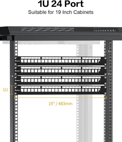 24Port Blank Keystone Patch Panel 1U 19" - Image 3