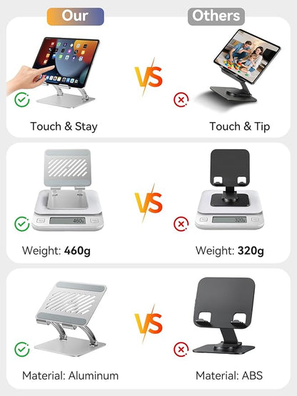 tounee Tablet Holder Stand, Dual Rod Adjustable Aluminum Desktop Stand - Image 5