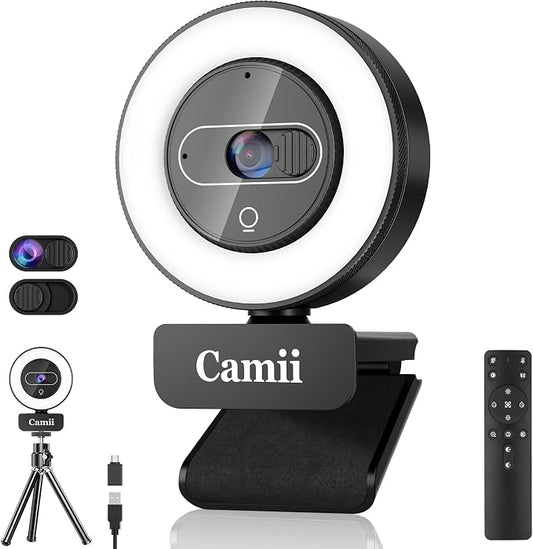 4K Webcam with Light, HD Webcam by Camii