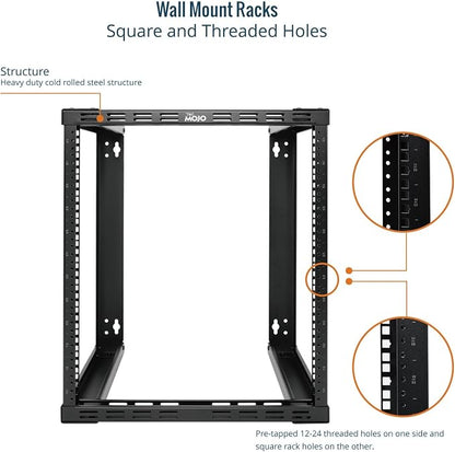 Tecmojo 12U Wall Mount Rack, Wall Mount Network Rack 15.8in Depth, Open Frame - Image 4