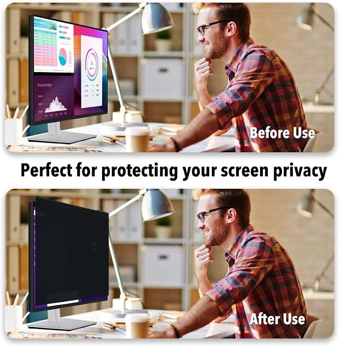 Magnetic Computer Privacy Screen Filter 27 Inch, Removable Hanging Aluminum - Image 2