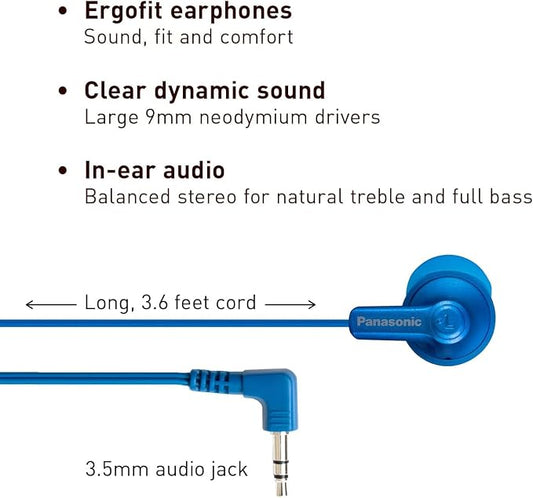 Panasonic ErgoFit Wired Earbuds, 3.5mm Jack in-Ear Headphones - Image 2