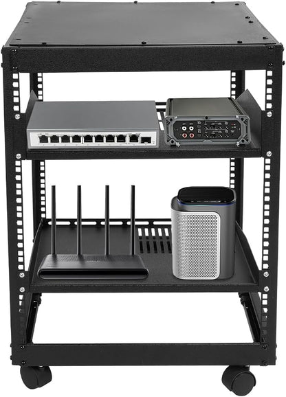 12U Open Frame Server Rack for IT & AV Gear 23-40 in Adjustable Depth Wall by Gelacie