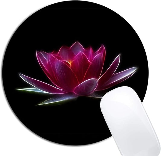 Lotus Flower Water Plant Mouse Pad Round Non-Slip Rubber Mousepad Laptop Office by XDMY