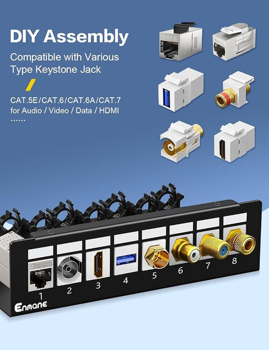 Patch Panel 8 Port Blank Keystone Patch Panel STP&UTP Compatible - Image 2